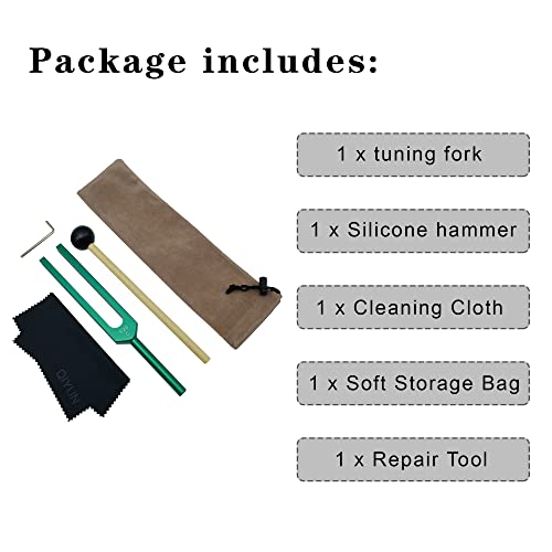 Qiyun Tuning Fork, 528 Hz Tuning Forks For Healing, Dna Repair Healing, And Perfect Healing Musical Instrument With Cleaning Cloth And Silicone Hammer, Green #TOP4