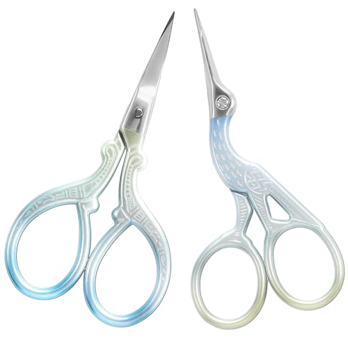 AQUEENLY Embroidery Scissors 2 Pcs Small Sewing Scissors Sharp Stainless Steel 3.6 Inches for Artwork, Threading, Needlework, Crochet