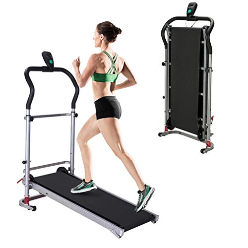 Conversege 2 in 1 Folding Treadmill for Home Portable Manual Treadmill Running Exercise Machine Compact LED Display Treadmill Foldable for Home Gym Fitness Workout Jogging Walking