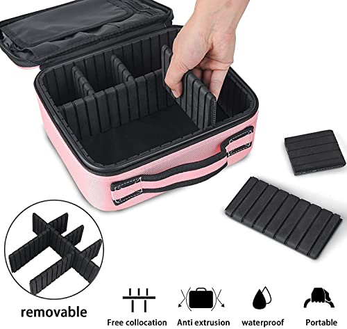 Disen Makeup Organizer, Travel Makeup Bag With Extra 3 Brushes, Adjustable Dividers For Women Cosmetic Bag Portable Travel Case Waterproof And Durable #TOP2
