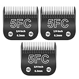 ZATEIRL 3er Pack Hundeschneideklingen 5FC Abnehmbar - Stahlklinge 1/4 Zoll (6,3 mm) - Kompatibel mit Andis, Oster A5, Wahl KM-10, Moser, Heiniger - Schwarz
