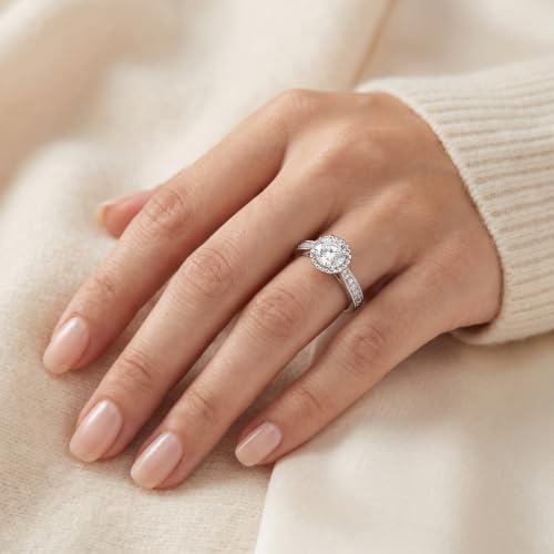 Image of Zarkan 925 Sterling Pure Silver Princess Solitaire Ring, Adjustable | American Diamond Cut | Gifts For Women & Girls |With Certificate of Authenticity | Certified