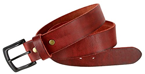 Men's Full Grain Leather Casual Jeans Belt 1-1/2" = 38mm wide BS40-P3926-BLK4