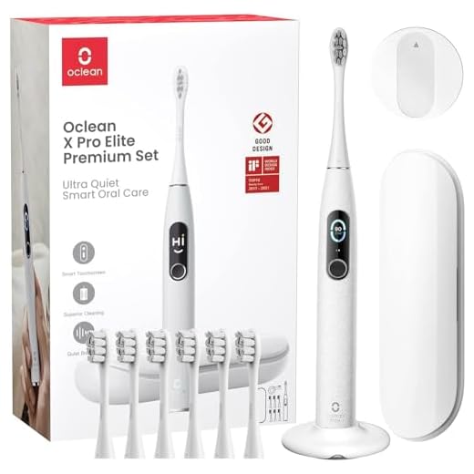 Oclean X Pro Elite Brosse à Dents Électrique, Écran Tactile Intelligent Bruit Faible 45db, 4 Modes De Blanchiment, Charge Rapide pour 35 Jours, Minuteur, Capteur de pression et APP, IPX7, Set Gris