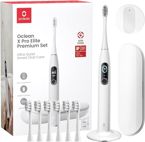 Oclean X Pro Elite Brosse à Dents Électrique, Écran Tactile Intelligent Silencieux 45db, 4 Modes,...