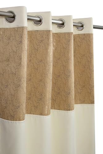 Image of IVAZA Dual-Tone Design 100% Complete Blackout Curtains - Room Darkening Curtain for Window -, Heavy Blackout, Thermal Insulation Curtains, Black Out Curtain for Windows 5 feet Set of 1 Cream