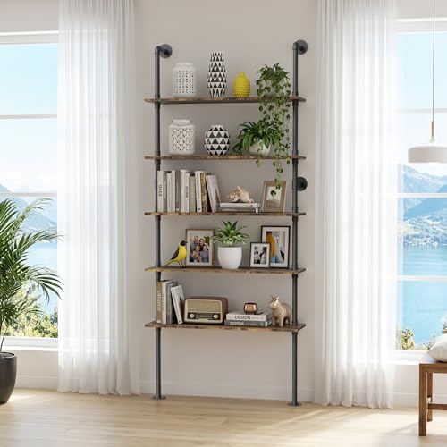 Merapi 5 Tier Wall Mounted Shelves for Kitchen Storage, Book