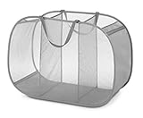 Whitmor Mesh Popup Laundry Hamper 3 Compartment Sortable Horizontal Collapsible Laundry Basket for Clothes Laundry Room Bedroom