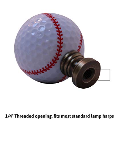 Image of Baseball Lamp Finial, White with Red Stitching 2.25 inchh