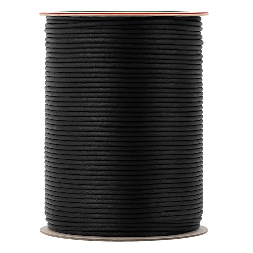 Mandala Crafts 2mm 109 Yards Black Cotton Waxed Cord for Jewelry Making Bracelet Cord Waxed String - Beading String Thread Jewelry Cords for Necklaces String