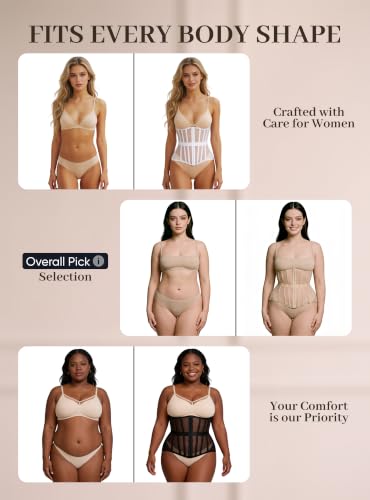 Image of Mesh Corset Waist Trainer for Women - Underbust Corset Lace Up - Waist Cincher Shapewear - Body Shaper