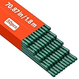 VEVOR Tuteur Plante 1,8 m Tuteur Plante Grimpante 50 PCS Tuteurs à Tomates Jardin pour Soutien Plantes Grimpantes Légumes Extérieur, Métal Recouvert Plastique Extrémité Pointue Picots Antidérapants