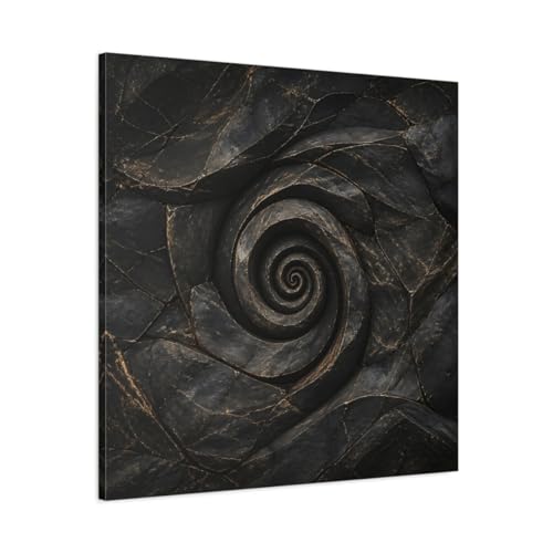 Toile abstraite de salon spirale de pierre sombre tableau moderne carré 80x80cm