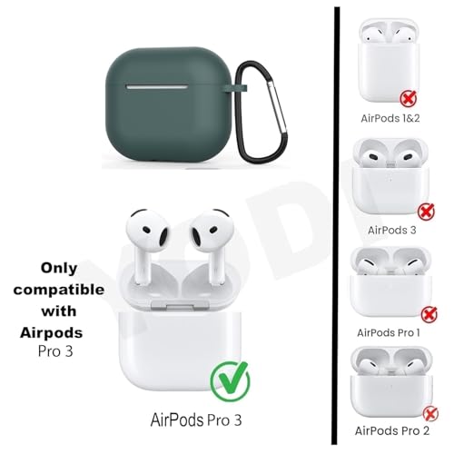 Image of YODI Case Cover for Airpods Pro|Pro 2|Airpods Pro 3|Airpods 4 Pouch, Silicone Cases with Cleaner Kit 360 Drop Protection,Shock-Resistant ((SILI-Green), Airpods Pro 3 (2025))