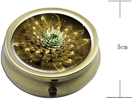 Pill Case - Cheliz Compact 3 Compartment Medicine Case, Pill Box for Pocket or Purse (1-Gold Flower)