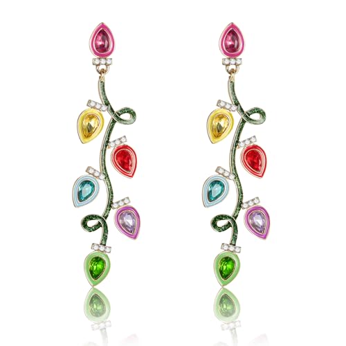 ENSKEFEN Christmas Light Earrings for Women Colorful Light Bulb Earring Xmas Holiday Earrings Christmas Earring