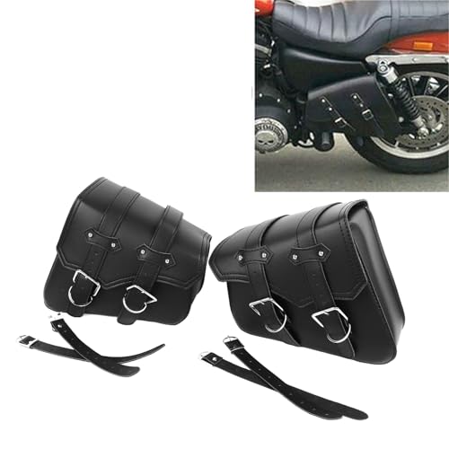 Alforjas de motocicleta de cuero sintético negro, 2 piezas de gran capacidad, impermeables, con correas ajustables, bolsas rígidas para herramientas deportivas universales miniatura 5