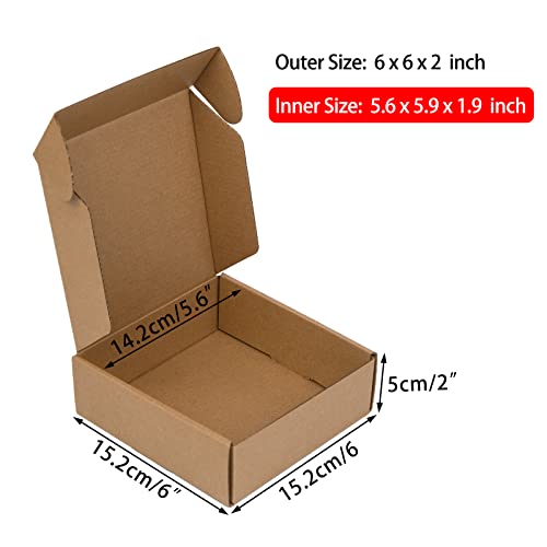 Sodissa 6X6X2 Inches Shipping Boxes Pack Of 25, Brown Corrugated Cardboard Boxes For Small Bussiness, Packing And Mailing #TOP1