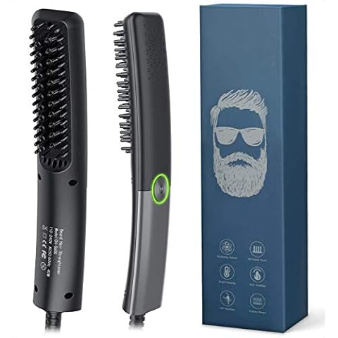 Lidasen Beard Straightener Combs for Men, Multifunctional Ionic Hair Beard Straightener Brush Heated Beard Brush for Men Electric Hair Straightening Styler Tools for Home and Travel Cover