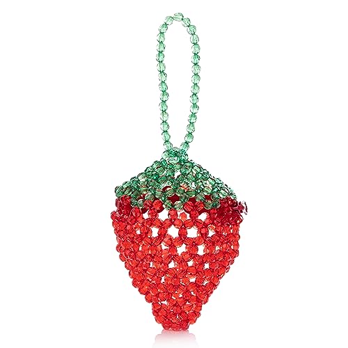 Abvokury Handcrafted Acrylic Strawberry Beaded Handbag Clutch Carry-all for Girls