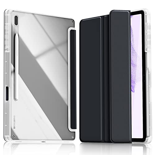 Kdely Funda para Samsung Galaxy Tab S8+/S7 FE/S7+ 12,4 Pulgadas, Cover Protector con Integrado para S Pen Holder, Carcasa Ligera Tríptica Smart Case con Reposo/Despertar Auto - Negro Cover