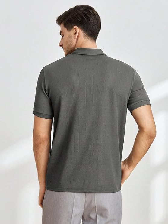 Image of NETCLICK Polyester V-Neck with Zip Closure Polo T-Shirt
