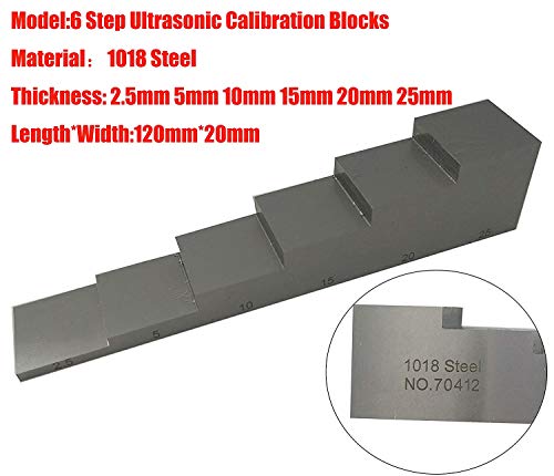 Bloque de calibración de 6 pasos para medidores ultrasónicos de espesor: 2,5 mm, 5 mm, 10 mm, 15 mm, 20 mm y 25 mm, fabricado en acero 1018 miniatura 2