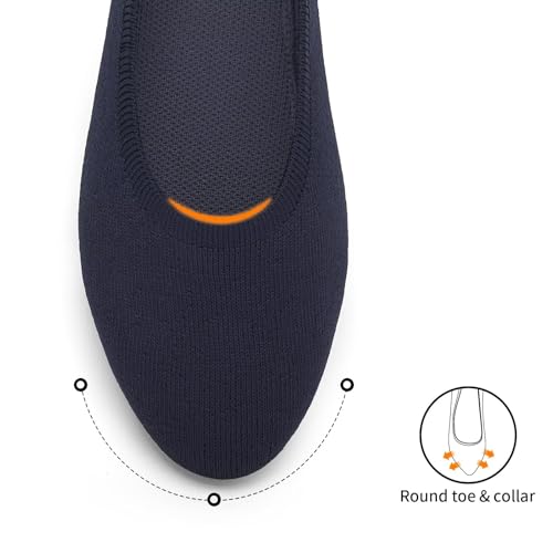 Image of Puxowe Women's Ballet Flats Breathable Knit Slip On Comfortable Round Toe Walking Shoes with Arch Support Insole for Work