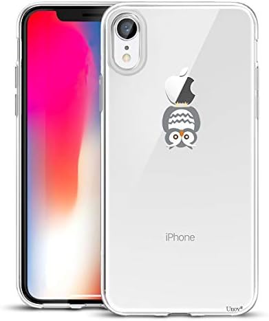 Unov Case Compatible with iPhone XR Case Clear with Design Slim Protective Soft TPU Bumper Embossed Pattern 6.1 Inch (Owl)