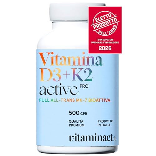 Vitamina D3 K2 (Dura 1 anno e 4 mesi) 500 Microcompresse – ELETTO PRODOTTO DELL’ANNO 2026
