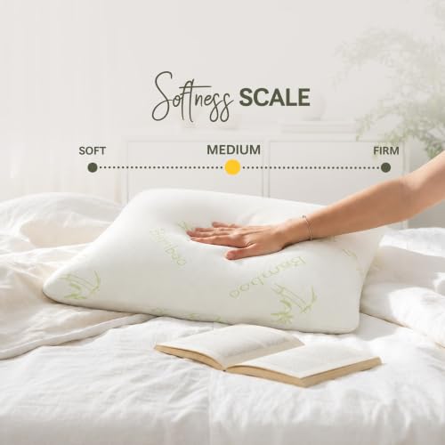 Image of MYTRIDENT Classic Bamboo Memory Foam Pillow for Better Sleep, 1 Piece Standard Size 43 cm x 69 cm - White