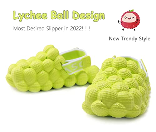 Bubble Slides For Kids, Massage Golf Ball Shoes Slides, Boys Girls Funny Lychee Bubble Slippers For Bedroom, Gym, Shower, Beach, Bath Non-Slip Thick Sole House Slippers Sandals(Lemon Green,210) #TOP1