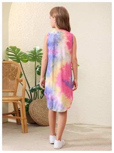 WDIRARA Girl's Tie Dye Sleeveless Dress Crew Neck Casual Summer Tank Dress2