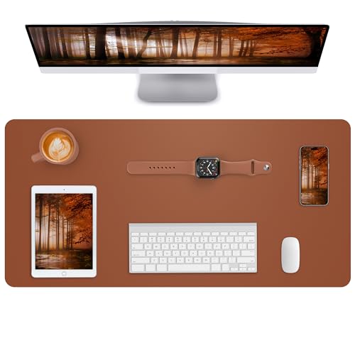 Image of Leather Desk Pad Blotter,Mouse Pad,Office Desk Mat, Non-Slip PU Leather Desk mat,Large Desk mat,Waterproof Keyboard mat for Office /Home /Decor (Light Brown,35 inch x 17 inch)