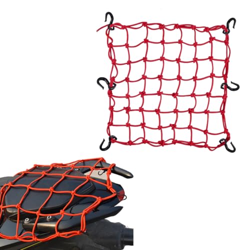 OHREN Red de equipaje para motocicleta y bicicleta, 1 pieza, con 6 ganchos, Elástica Moto para Sujetar Cascos Etc, Pulpo Moto(Rojo)