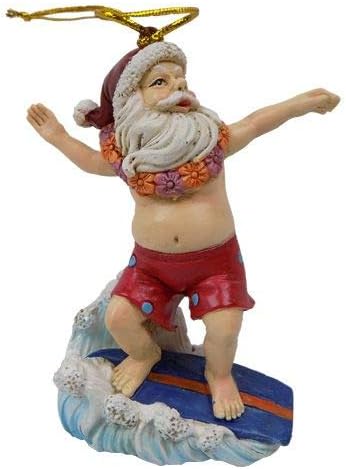 Barry Owens Adorable Santa Christmas Ornament, Surfing Santa, Size one Size