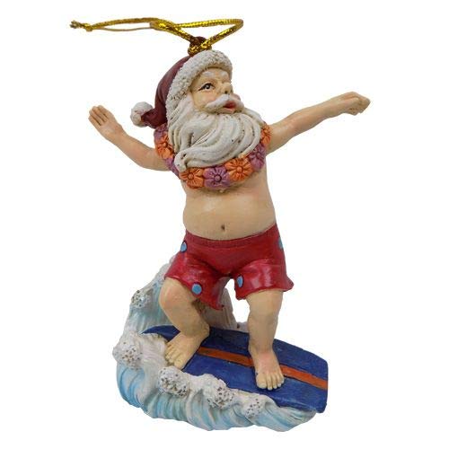 Barry Owens Adorable Santa Christmas Ornament, Surfing Santa, Size one Size