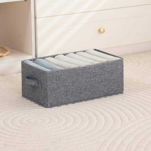 Image of HOKIPO Fabric Closet Organizer Storage Box for Wardrobe | Storage Bin for Wardrobe Fabric Organizers with Handle, Medium, Pack of 1 - Grey (AR-6684-GRY)