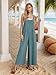 IWOLLENCE Women's Summer Jumpsuits Boho Wide Leg Overalls Casual Loose Rompers with Pockets 2024 Blue Green XX-Large