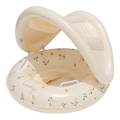 Bouée pour bébé et siège de natation gonflable rétro ours avec pare-soleil
