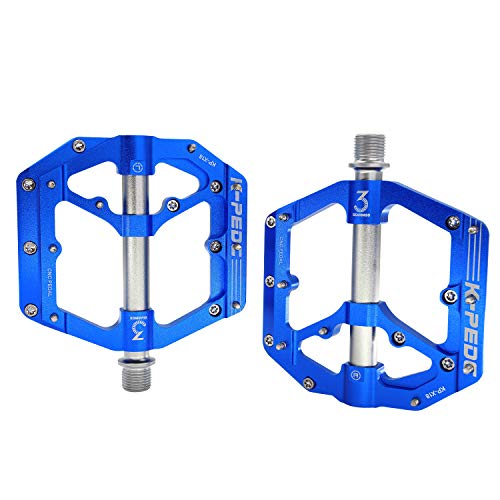 K Pedc Aluminum Alloy 9/16" Bike Pedal Mtb Wide Platform Flat Non-Slip Bicycle Pedals With 3 Bearings For Mountain Bikes, Road, Bmx #TOP1