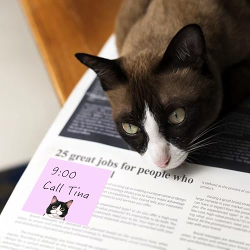 9 Blöcke Katze Haftnotizen Set, Rosa Haftnotizen Klebezettel Süße selbstklebende Notizzettel, Lustige Sticky Notes Superstarke Haftung, Geschenk für Katzenliebhaber, Büro und Schulbedarf, 7,6 x 7,6cm