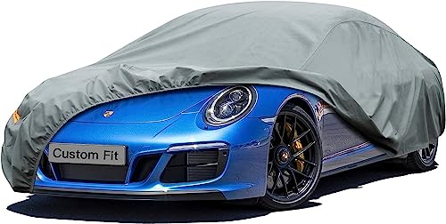 Kayme Bâche Voiture Étanche Respirante, 5 Couches Housse de Protection Voiture Extérieur Compatible avec Porsche 911 991 992 997 996 Coupé Cabrio Targa, Contre Pluie Soleil Poussière.