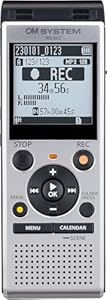 OM SYSTEM WS-882 hochwertiger digitaler Voice Recorder mit Stereomikrofonen, 6 Aufnahmemodi, Direkt-USB, eingebautem Ständer, 4 GB interner Speicher, Silber