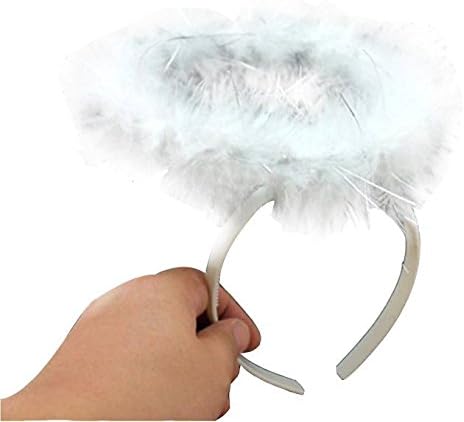 Cuteco Feather Angel Halo Headband Fancy Xmas Party Dress Headwear Costume (white)