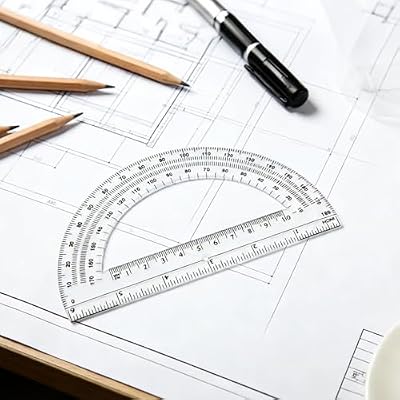 CertBuy 48 Pack Clear Protractor 6 Inch, Plastic Protractor Math Protractors 180 Degrees for Angle Measurement, Protractor for Geometry,Student Math Protractor Ruler for Drawing Geometry Classroom