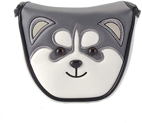 PLUSKER 1PC Golf Club Mallet Putter Head Cover Magnetic Closure Synthetic Leather with Husky Pattern Design Creative Golf Headcover