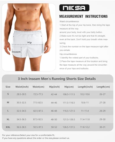 Niksa Shorts de corrida masculinos de 7,6 cm para treino atlético com bolsos com zíper, leve, secage