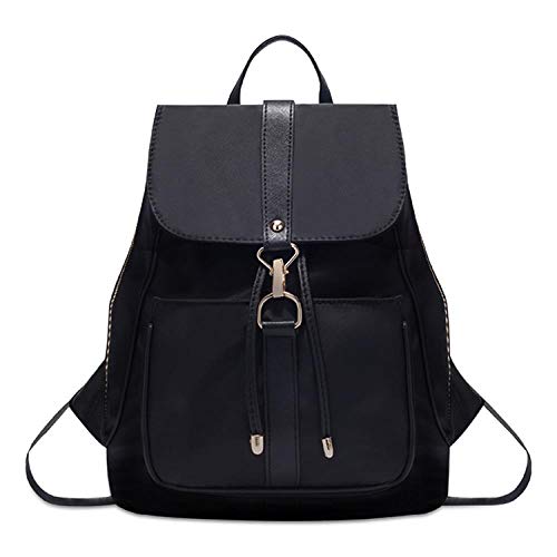 Mochila de mujer negra en tela Oxford informal para viaje y clase