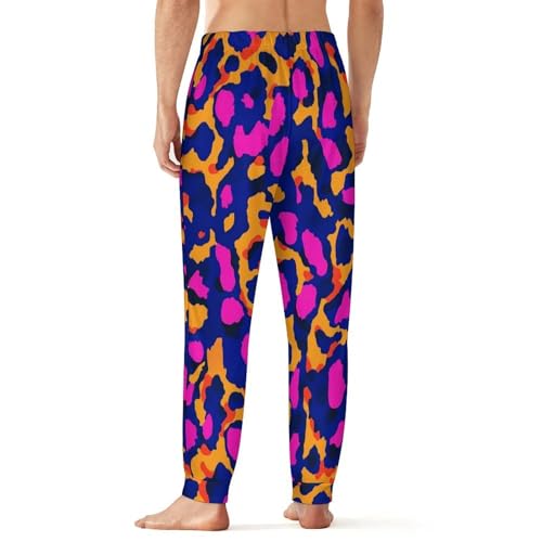 Leopards Red Blue Purple Print Men's Pajama Bottoms Sleep Lounge Soft Comfy Pants Sleepwear3